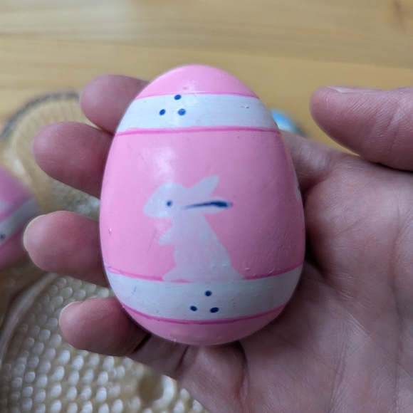Vintage Lillian Vernon Pastel Hand Painted Wood Easter Eggs| Duck Rabbit - Dozen - Picture 9 of 15
